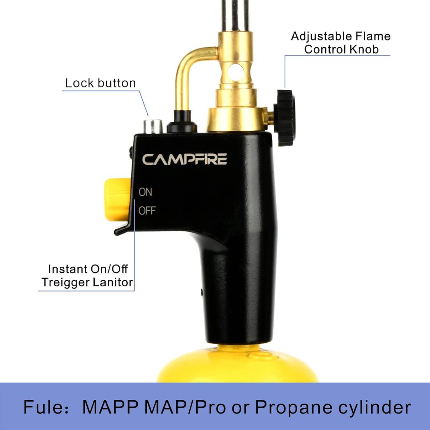 CAMPFIRE High Propane Torch Head For Map Pro Mapp Propane